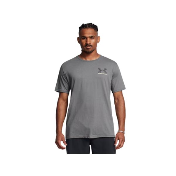 Under Armour 1386780024MD Mens Schematic Elk Short Sleeve T-Shirt, Gray - Medium