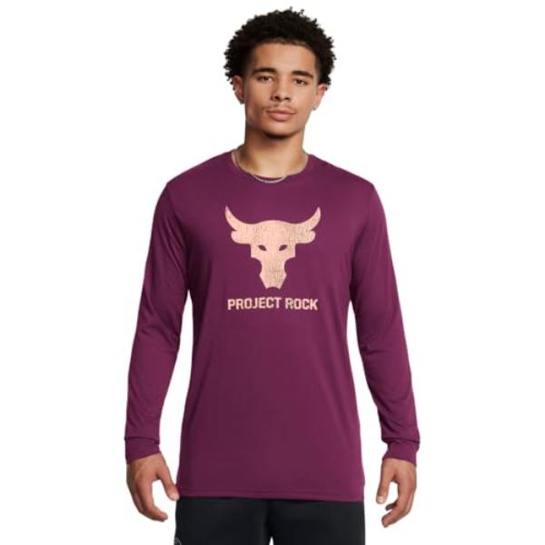 Under Armour 1374847505LG Mens Project Rock Brahma Bull Long Sleeve T-Shirt, Purple - Large