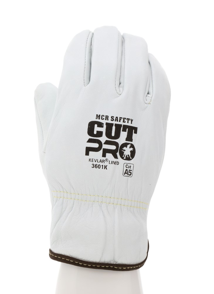 Picture of MCR Safety MCR-3601KXXL Premium Goat Grain Driver Work Gloves with Kevlar Liner&#44; White - 2XL