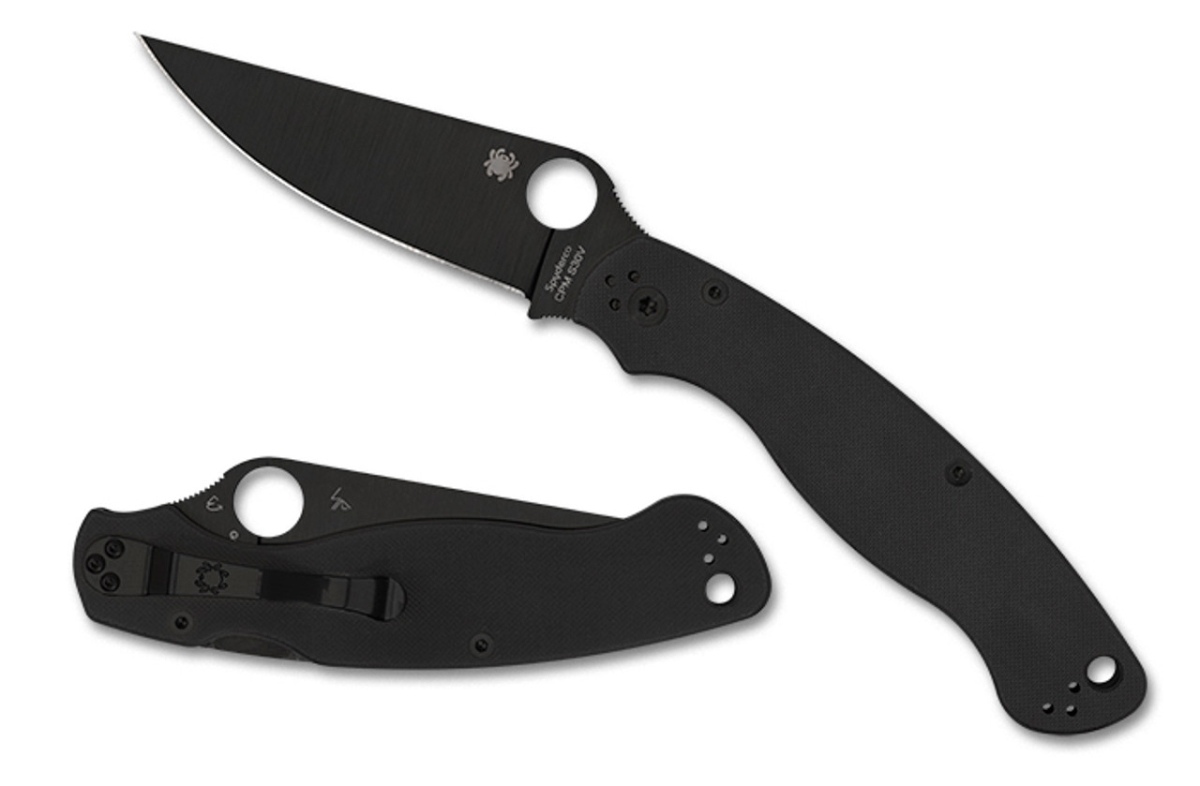 2024 Spyderco Reveal 13 Military 2 Black G-10 Black Blade, Plain Edge