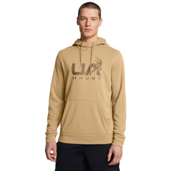 Under Armour 1375114263LG Mens Armour Fleece Hunt Logo Hoodie, Camel - Large