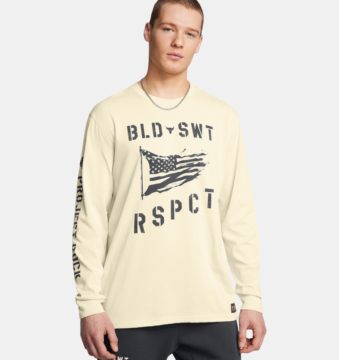 Under Armour 1386924273XL Mens Project Rock Veterans Day Long Sleeve T-Shirt, Silt & Anthracite - Extra Large