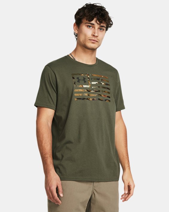 Under Armour 13829692903X Mens Freedom Flag Printed T-Shirt, Desert Sand & Marine OD Green - 3XL