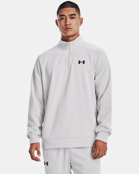 Under Armour 13733580142X Mens Armour Fleece 0.25 Zip Long Sleeve Hoodie, Gray - 2XL
