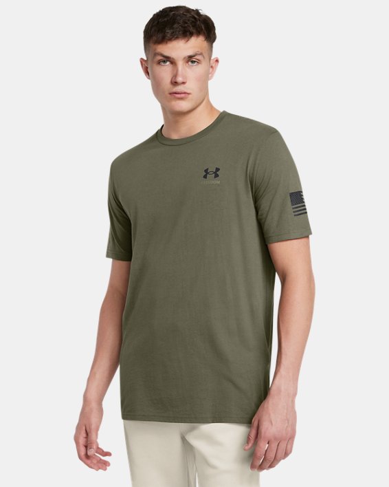 Under Armour 1386739390MD Mens Freedom by Land T-Shirt, Marine OD Green & Black - Medium