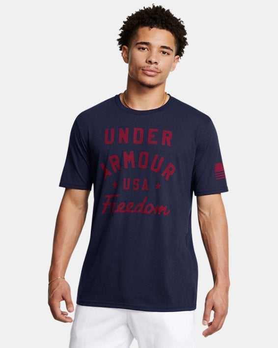 Under Armour 1386735410XL Freedom Vintage USA T-Shirt for Men, Midnight Navy & Red - Extra Large