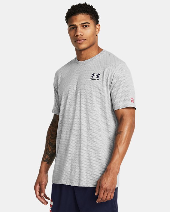 Under Armour 13867340123X Freedom Veterans Day T-Shirt for Men, Mod Gray & Midnight Navy - 3XL