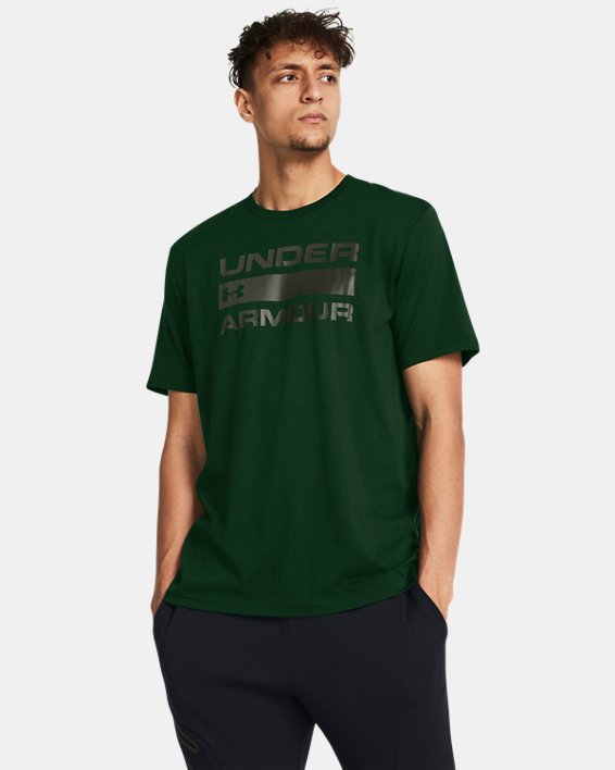Under Armour 1329582301SM Mens Team Issue Wordmark Short Sleeve T-Shirt, Forest Green & Baroque Green - Small
