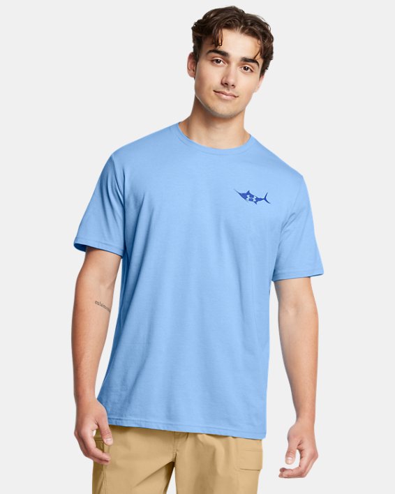 Under Armour 1382907465MD Marlin Short Sleeve T-Shirt for Mens, Horizon Blue & Tech Blue - Medium