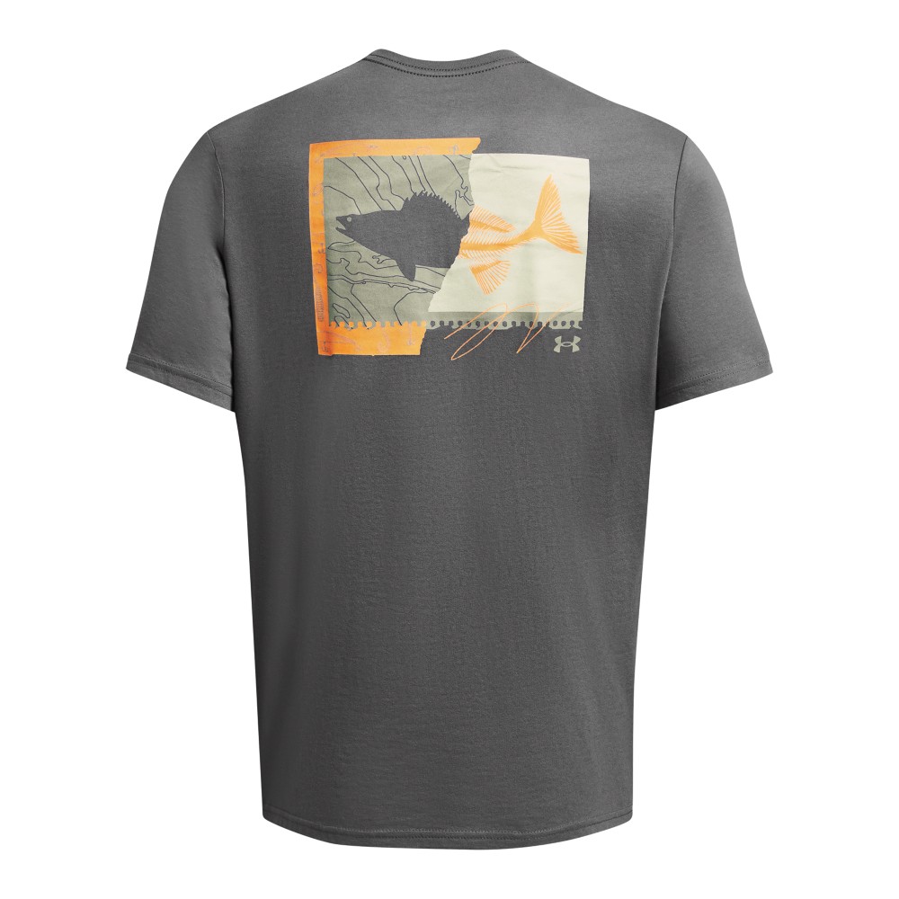 Under Armour 1382908026MD Mens Walleye Short Sleeve T-Shirt, Castlerock & Grove Green - Large