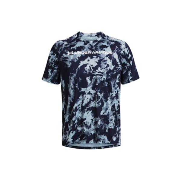 Under Armour 1361698410LG Mens Tech ABC Camo Short Sleeve T-Shirt, Blue - Large