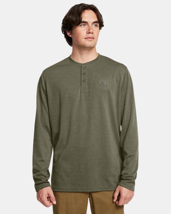 Under Armour 13869973903X Mens Expanse Henley T-Shirt, Marine OD Green & Baroque Green - 3XL
