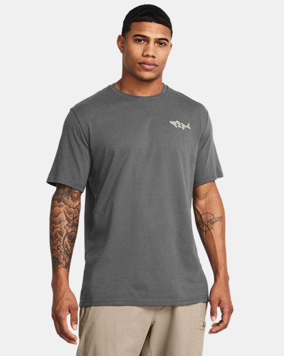 Under Armour 13829080263X Mens Walleye Short Sleeve Shirt, Castlerock & Grove Green - 3XL