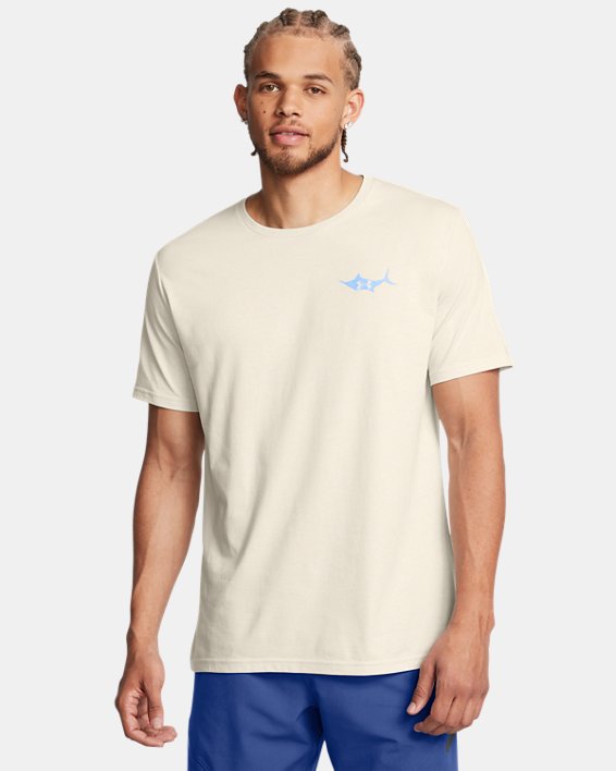 Under Armour 13829071102X Mens Marlin Short Sleeve Shirt, Summit White & Horizon Blue - 2XL