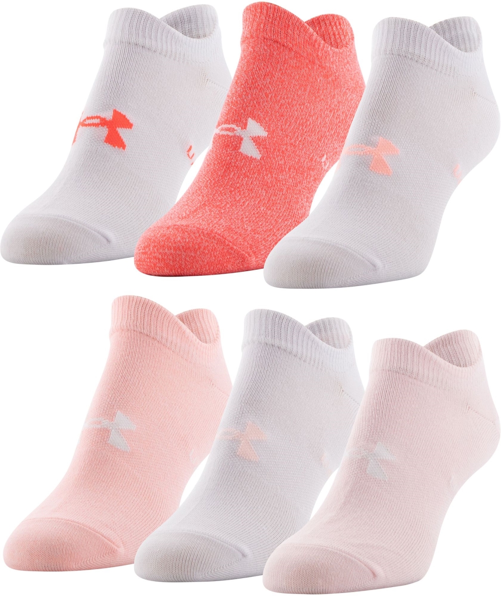 Picture of Under Armour UA730-U0224P6-659 Womens Essentials No Show Socks&#44; Light Pink - Pack of 6