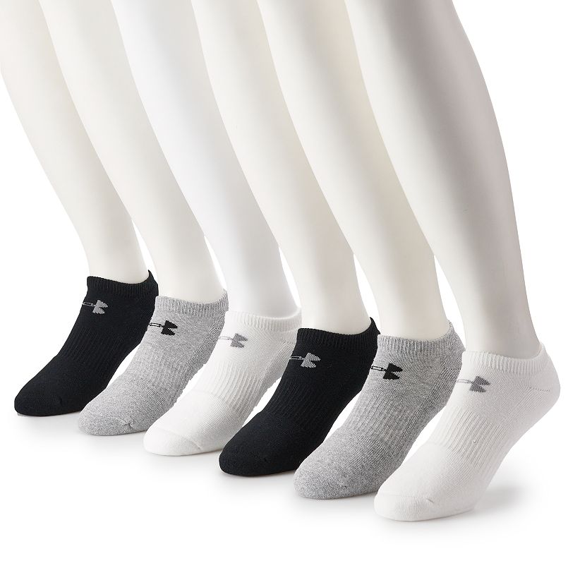 Picture of Under Armour UA730-U6725P6-960 Unisex Training Cotton No Show Socks&#44; True Gray Heather - Pack of 6