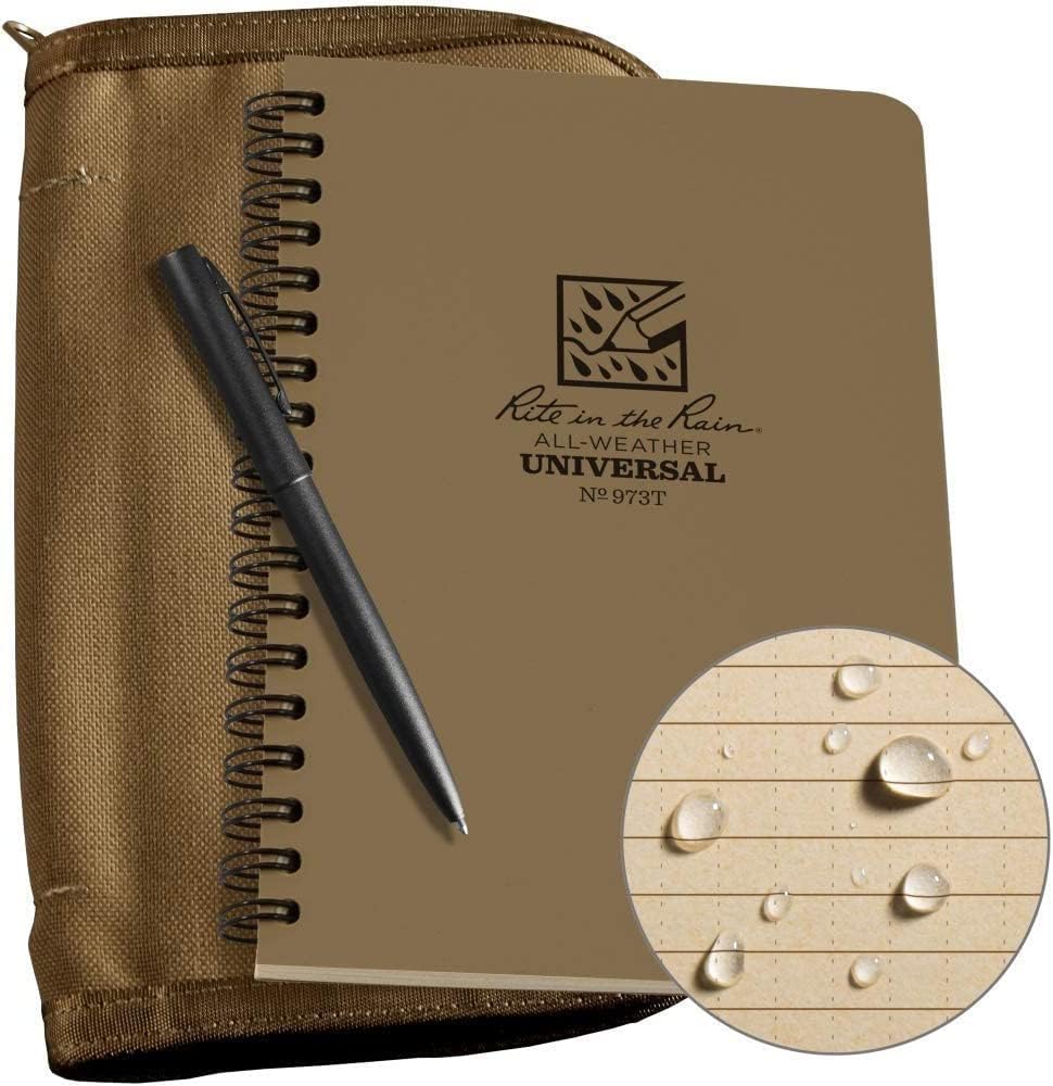 RIR-973T-KIT Side Spiral Notebook Kit - Tan