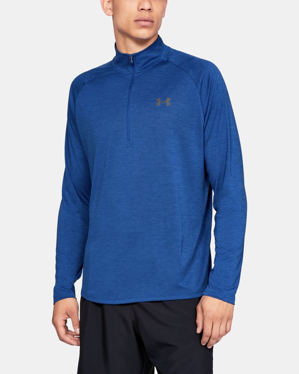 Under Armour 1328495400LG Mens Tech 2.0 & 0.5 Zip Long-Sleeve T-Shirt, Blue - Large -  Inner Armour