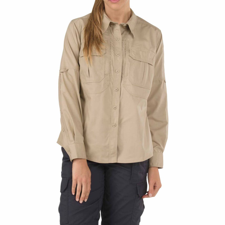 Picture of 5.11 Tactical 5-62070ABR724S Womens Long Sleeve Taclite Shirt&#44; TDU Khaki 162 - Small