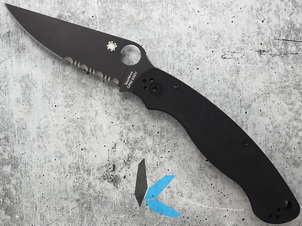 2024 Spyderco Reveal 13 Military 2 Black G-10 Black Blade, Combo Edge
