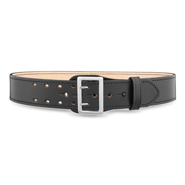 DTY-1011-32-9001 2.25 in. Plain Leather Sam Browne 2-Row Stitch Duty Belt with Nickel Buckle - Size 32