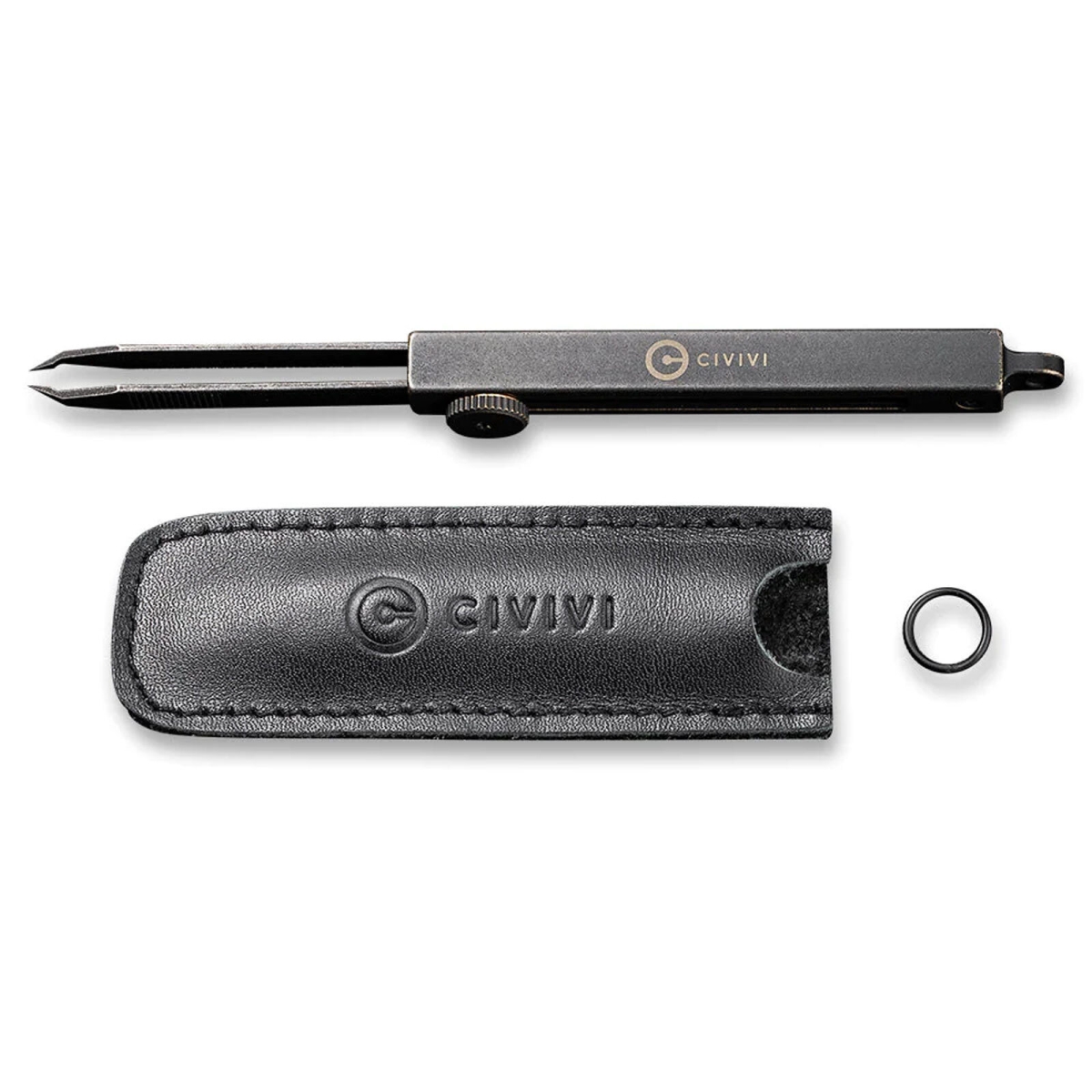 CIV-C19062B-A 4.77 x 0.08 in. Stainless Tweezers with Leather Sheath, Black