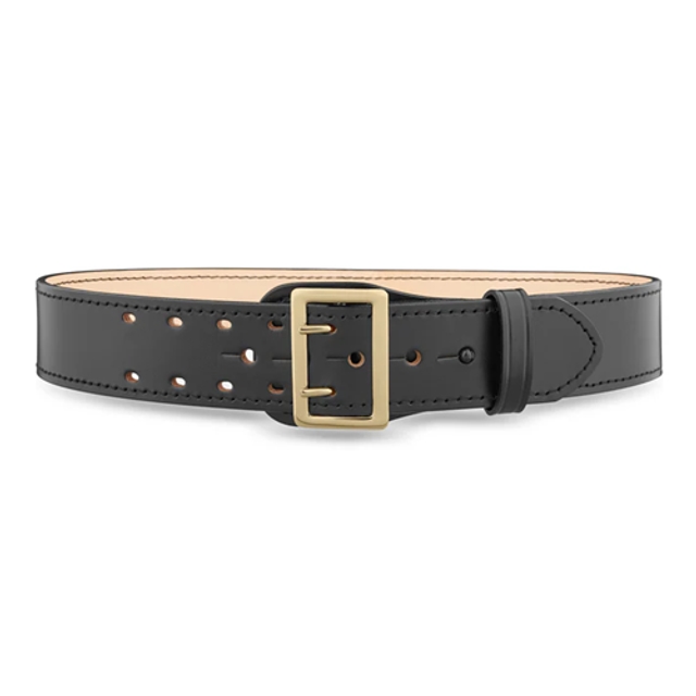 DTY-1011-40-9002 2.25 in. Plain Leather Sam Browne 2-Row Stitch Duty Belt with Gold Buckle - Size 40