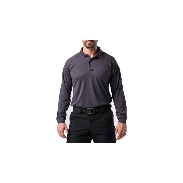 5-72049018L Performance Long Sleeve Polo for Mens, Charcoal - Large