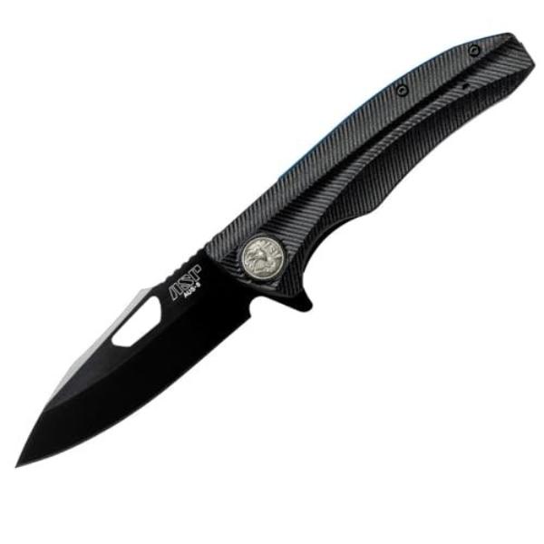 -55723 Grooved Grip Police Duty Knife, Black Blade