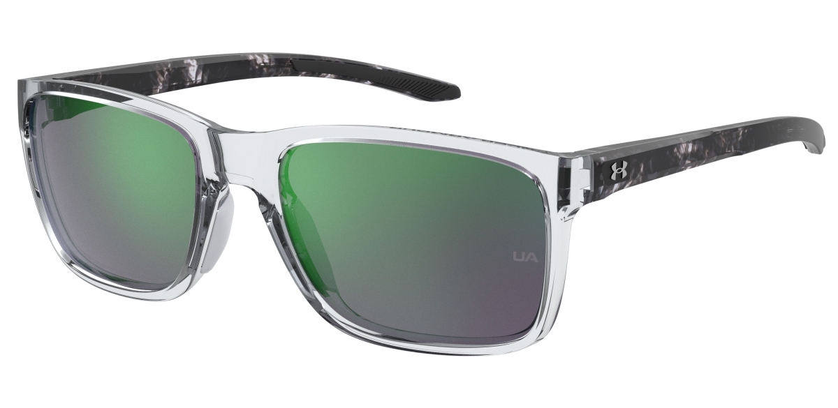 Under Armour SFO-UA0005SMNG-Z9 UA Hustle Sunglasses - Crystal Black Frame & Green Mirror Lens