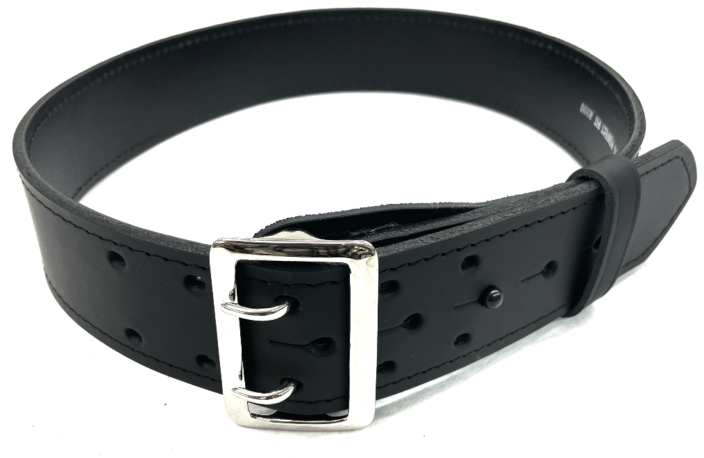 Perfect Fit PFT-8000-CH-52 2.25 in. Fully Lined Plain Sam Browne Leather Belt with Chrome Buckle - Black - Size 52