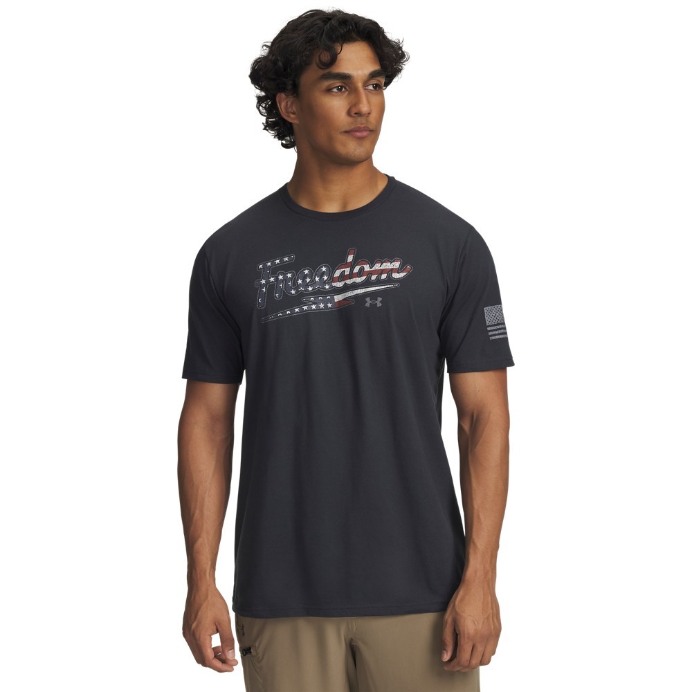 Under Armour 6004106016LG Mens Freedom Verbiage Short Sleeve T-Shirt, Anthracite & Titan Gray - Large