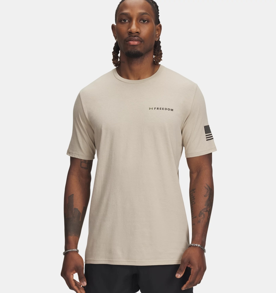 Under Armour 60040972903X Men Freedom Banner T-Shirt - Desert Sand & Black - 3XL
