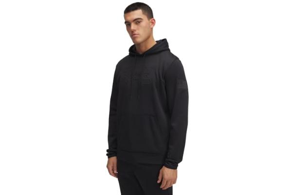 UNDER ARMOUR Men's UA Freedom Armour Fleece Emboss Hoodie, Color: Black, Size: L (6004092-001-LG)