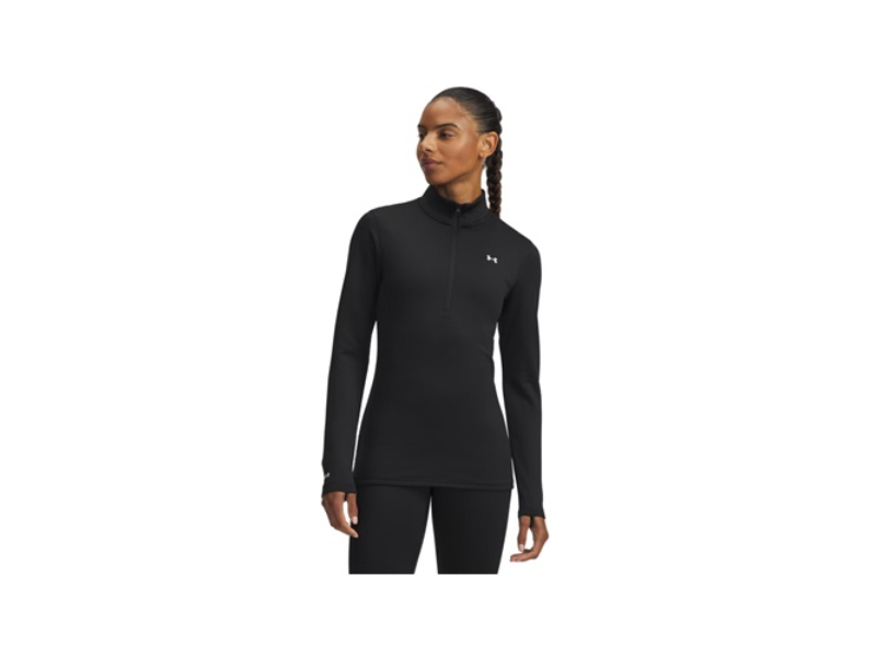 Under Armour 6004064002LG 0.5 Zip Packaged Base 4.0 Shirt - Black & White - Large