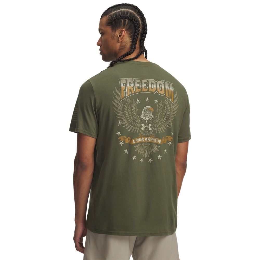Under Armour 6004109390MD Mens Freedom Military Short Sleeve T-Shirt, Marine OD Green & Federal Tan - Medium - Pack of 2