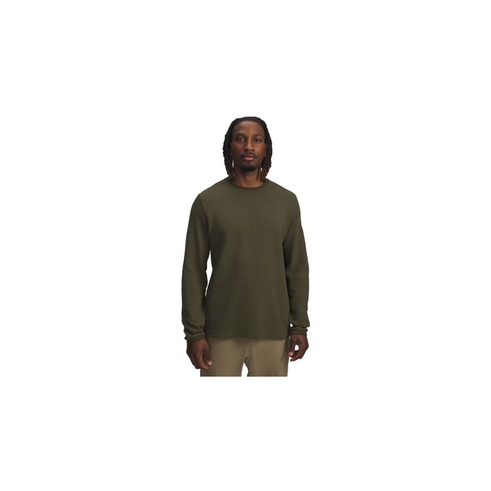 Under Armour 6005030308XL Expanse Waffle Men Crew Shirt - Expedition Green & White - Extra Large