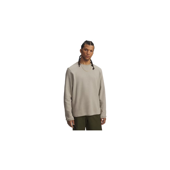 Under Armour 6005030203XL Expanse Waffle Men Crew Shirt - Timberwolf Taupe & White - Extra Large