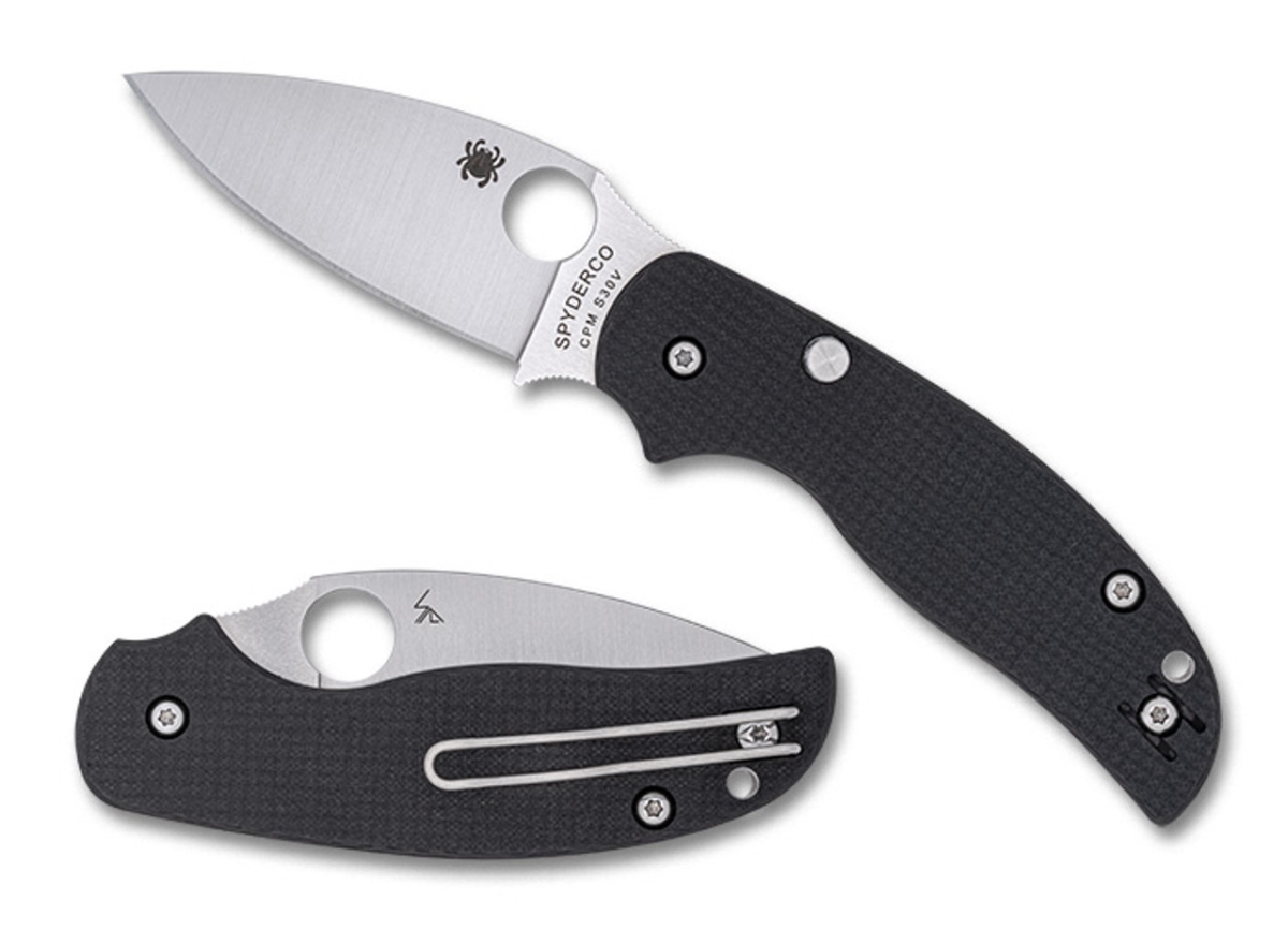 Picture of Spyderco SPY-C123CFBCLP 3 in. Sage 6 Button Compression Lock Folding Knife - Black