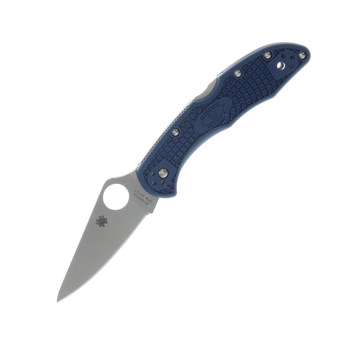 Picture of Spyderco SPY-C11PCBL 2.9 in. Delica 4 Plain Satin Clip Point Knife - Cobalt Blue
