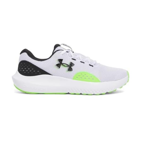 Under Armour 302700010910 Mens Charged Surge 4 Running Shoes, White, Hyper Green & Black - Size 10