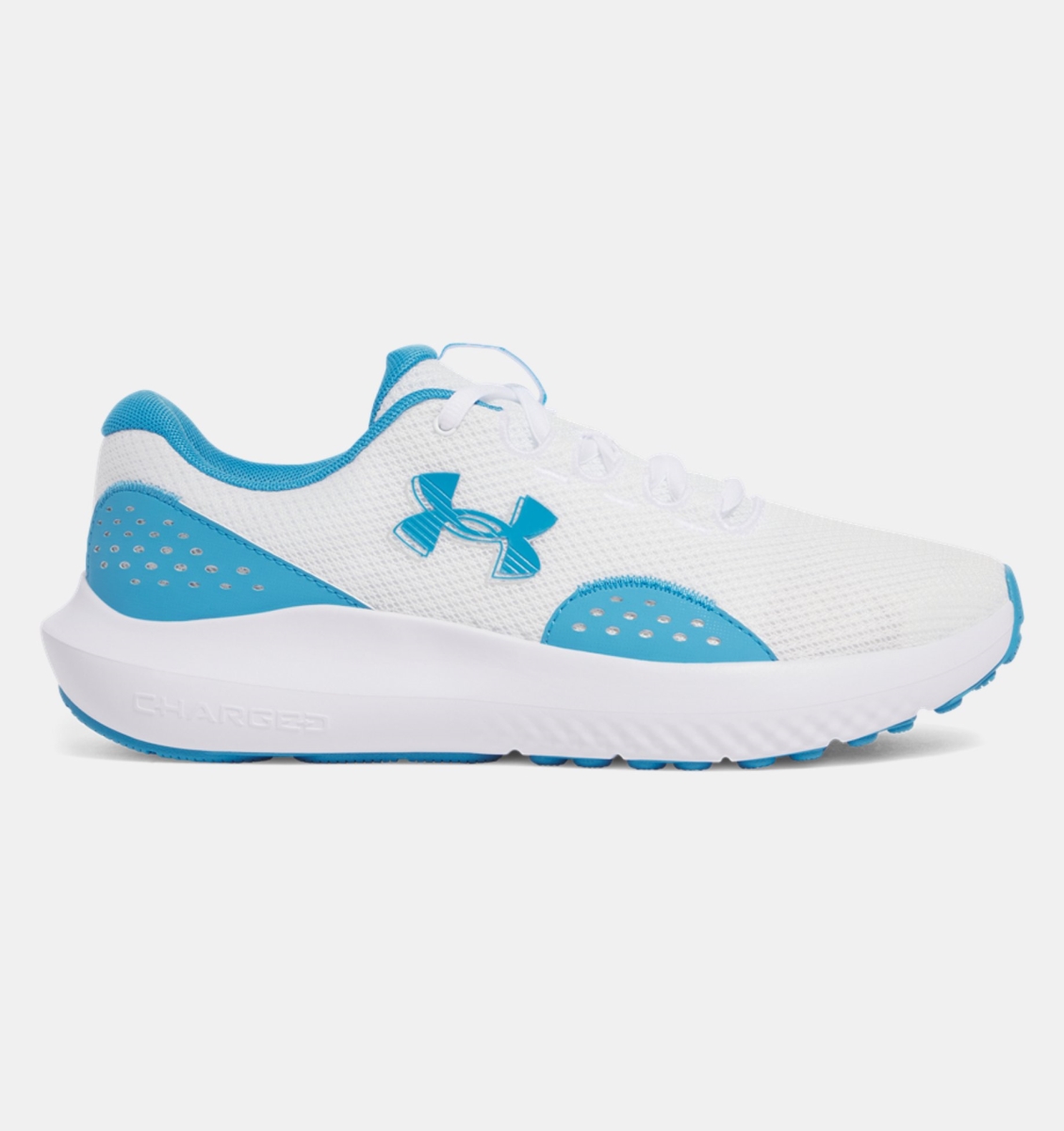 Under Armour 30270001108.5 Mens Charged Surge 4 Running Shoes, White, Ether Blue & Ether Blue - Size 8.5