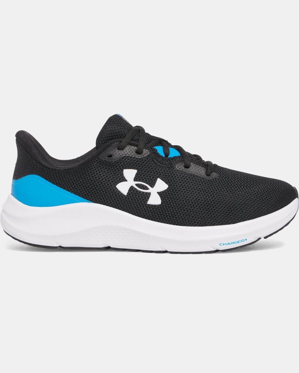 Under Armour 302825400313 Mens Charged Pursuit 4 Running Shoes, Black, Electric Blue & White - Size 13