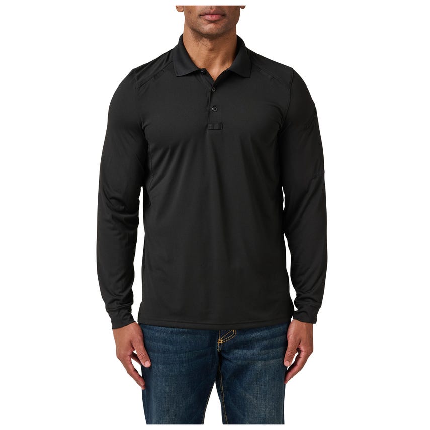 5-42022019MR Helios Long Sleeve Polo Shirt for Mens, Black - Medium - Regular