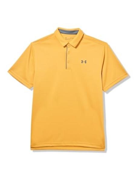 Under Armour 1290140773XL Mens Tech Polo Short Sleeve T-Shirt, Noble Gold & Pitch Gray - 3XL