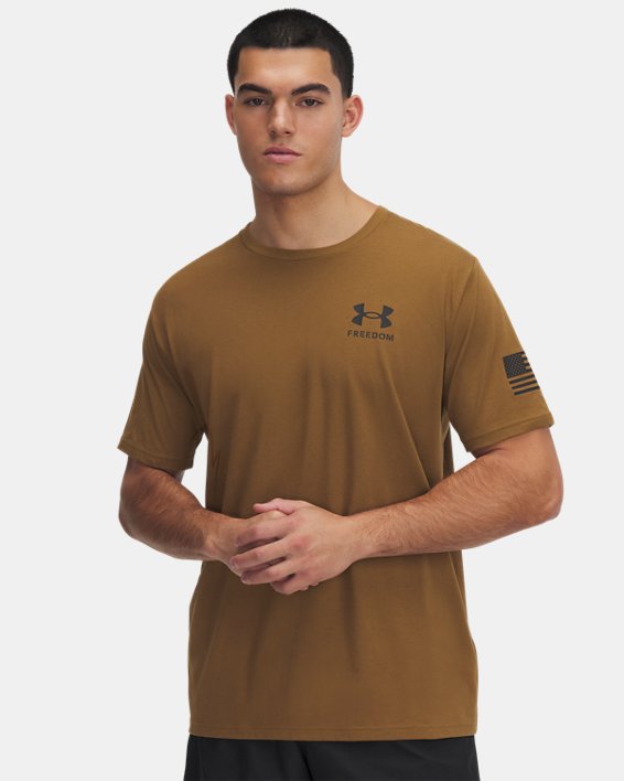 Under Armour 1370810498MD Mens Freedom Flag T-Shirt, Coyote & Black - Medium