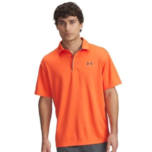 Under Armour 1290140847SM Mens Tech Polo Short Sleeve T-Shirt, Fire & Pitch Gray - Small