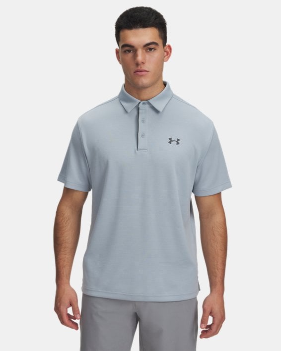 Under Armour 1290140472LG Mens Tech Polo Short Sleeve T-Shirt, Harbor Blue & Pitch Gray - Large
