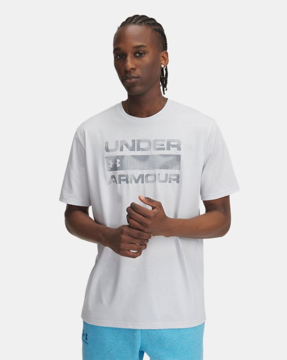 Under Armour 13619030143X Mens Stacked Logo Fill Short Sleeve T-Shirt, Halo Gray & Steel - 3XL