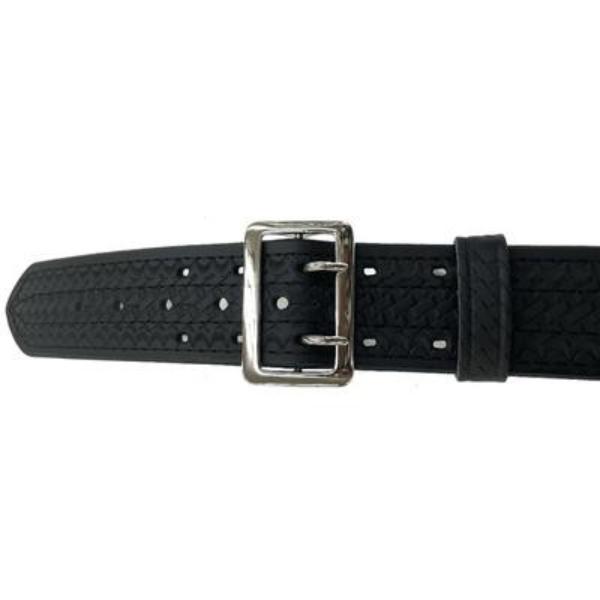 Perfect Fit PFT-8001-BW-CH-38 2.25 in. 4 Row Stitching Sam Browne Leather Belt with Chrome Buckle, Black - Size 38